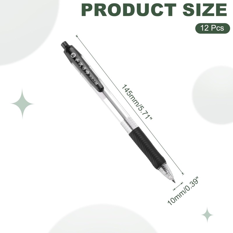 M&G Ballpoint Pen 0.5mm, 12pcs Retractable Fine Point Black Ink