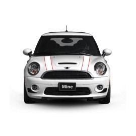 The Pixel Hut White with Red Hood Stripes for Mini Cooper 2002-2006 - Exact Fit - No trimming