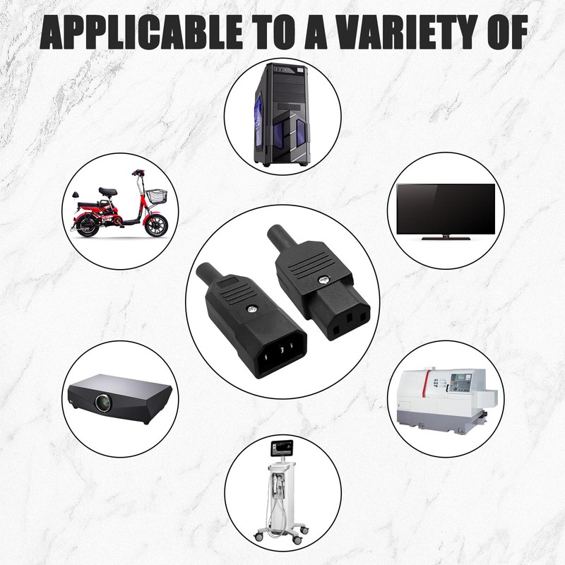 6 pcs IEC 320 C14 Male to C13 Female Power