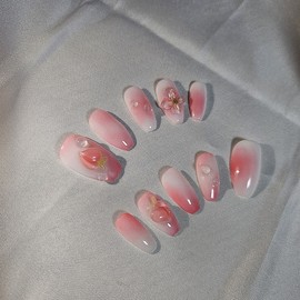 Popular with rave reviewsPeach in the drizzle[Handmade nail tip] - Stiletto / 후기극찬인기이슬 비 복숭아[수제네일팁] - 스틸레토