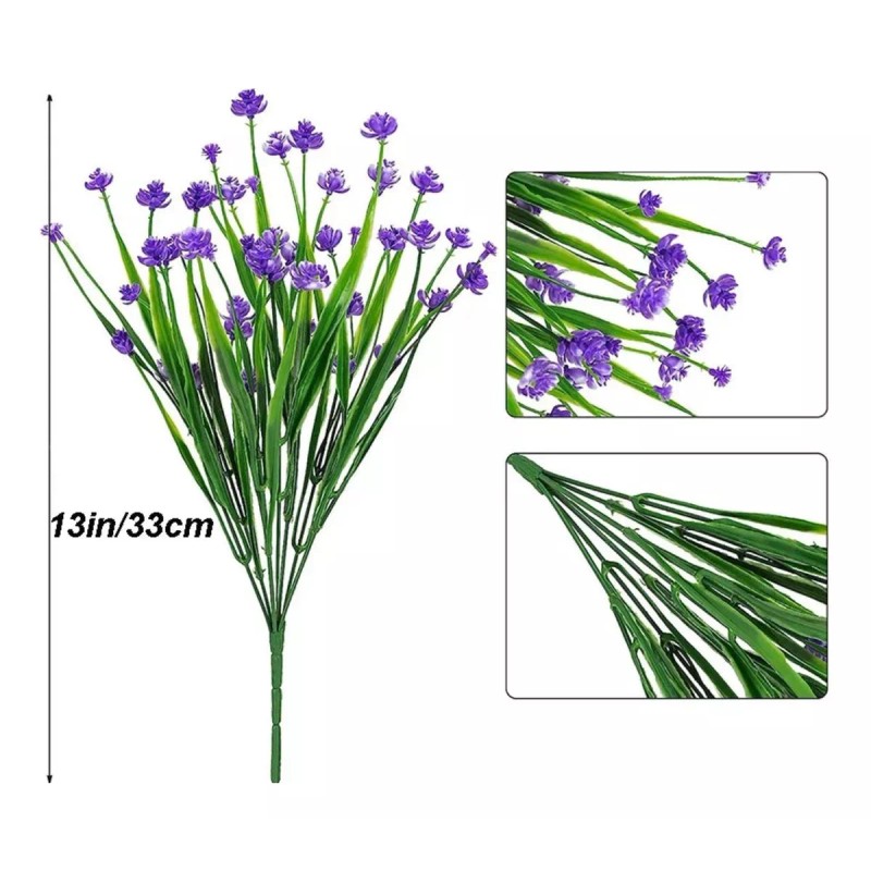 ARTIMATIC Plantas Artificiales Moradas 10 Piezas Extendibles 30-38 Cm