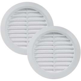 Vent Systems 4'' Inch - Pack of 2 - White - Soffit Vent Cover - Round Air Vent Louver - Grill Cover - Built-in Insect Screen - HVAC Vents for Bathroom, Home Office, Kitchen