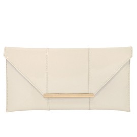 Faux Patent Leather Envelope Candy Clutch, Ivory Medium