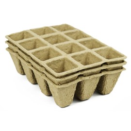 Black Duck Brand Set of 12 Biodegradable Eco Friendly Peat Trays! 3" 12 Pot Tray - Recycled Non Bleached Peat Pots Perfect for Seed Germination! No Transplanting Required - No More Damaged Roots!