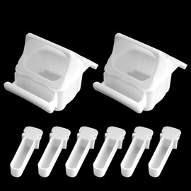 2 Pcs Small Bird Slot Feeder No Mess Cage Hanging Feeder Cup Plastic Food & Water Dispenser Bowl with 8 Pcs Small Size Hanging Feeder