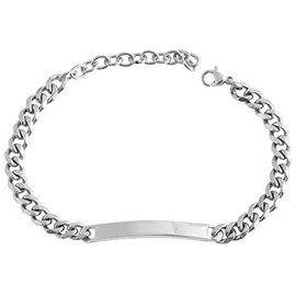 Akzent 5030291 Unisex Bracelet Engraved Stainless Steel with Carabiner Clasp, Stainless Steel