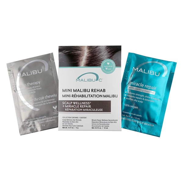 Malibu C Mini Malibu Rehab Scalp Wellness - Contains 2 Hair Remedy Packets - Vitamin Infused Deep Conditioner for Hair Health - Scalp Rejuvenating Hair Care
