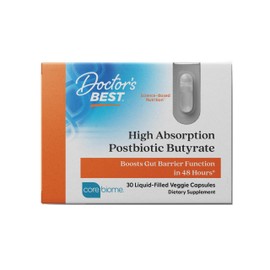 Doctor's BEST Doctor's BEST High Absorption Postbiotic Butyrate Featuring Corebiome, Gut & Immune Health, Non-GMO, Gluten Free, Soy Free, Vegan, 30 Liquid Veggie Caps