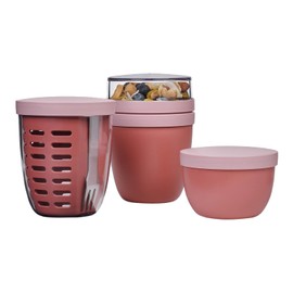 Mepal - Promotion set Pots Ellipse 3 pieces - Lunchpot 500 + 200 ml, Fruitpot 600 ml, Snack pot 350 ml - Food container, yoghurt cup, to go cup - Dishwasher safe - Vivid Mauve