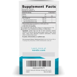 Nordic Naturals Ultimate Omega 3 - 1280 mg 180 Softgels Lemon Flavor Exp 09/2027