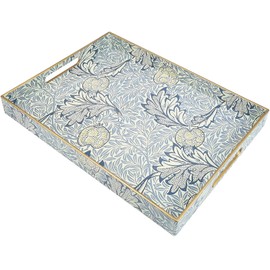 Omuriko Rectangle Plastic Serving Tray with Handles, Elegant Decorative Tray for Coffee Table, Ottoman, Living Room, Kitchen, and Outdoor Use. 12"*16"*1.6" F