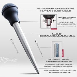 Deluxe Stainless Steel Baster with Injector and Cleaning Brush
