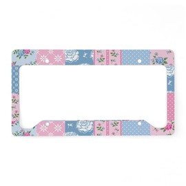 CafePress Vintage Pattern Patchwork License Plate Holder Aluminum License Plate Frame, License Tag Holder