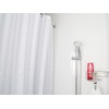 Croydex White Woven Stripe Water-Resistant Textile Shower Curtain,1800 x 1800mm