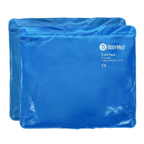 BodyMed Blue Vinyl Cold Packs – Reusable Flexible Ice Pack for Injuries – Cold Packs for Back Pain – Oversize, 21 in. x 13 in., 2 Pack