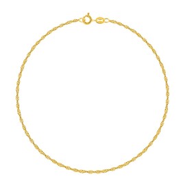 PLANETYS - Singapore Ankle Chain Anklet 925 Sterling Silver 18K Gold-Plated - 1.4 mm Width, Sterling Silver