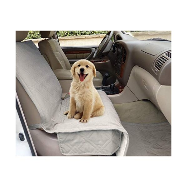 Deluxe Quilted and Padded Dog Pet Car Single Seat Cover with Comfort Fabric and Non-Slip Back Best for Car Truck and SUV - Travel with Your Pet Mess Free - Universal Fit 21" Wx72 L- Taupe