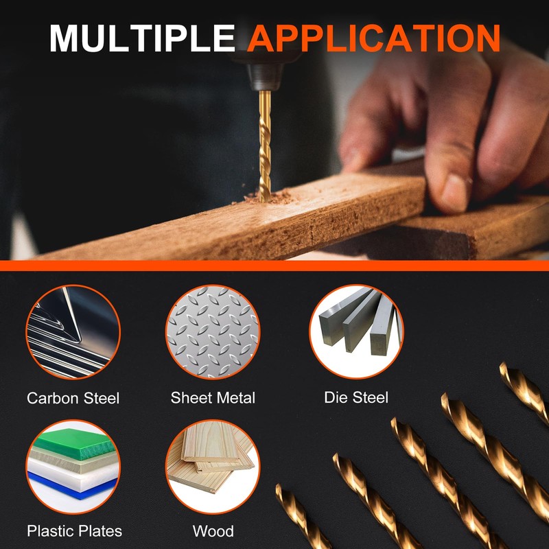 COMOWARE 230 Pcs Titanium Coated Drill Bit Set for Wood,