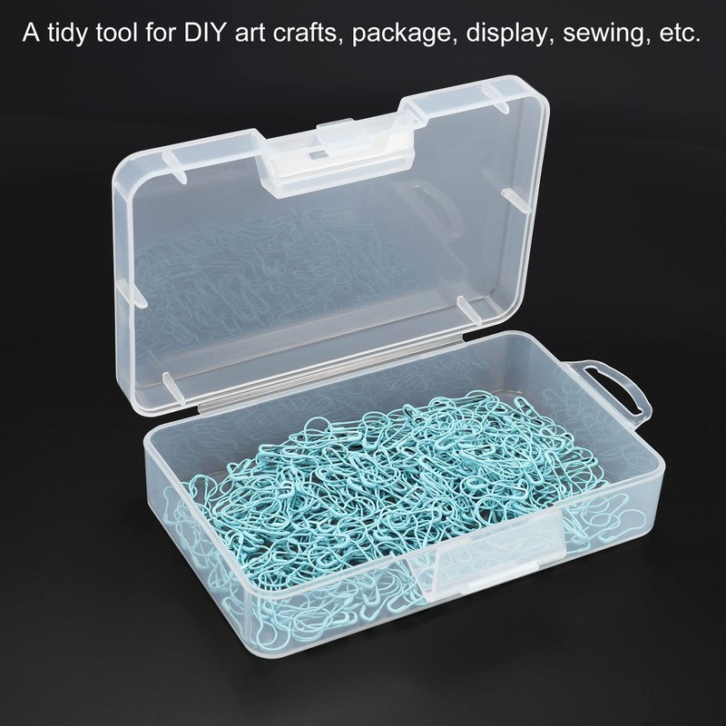 PATIKIL Clear Storage Container with Hinged Lid 162x92x43mm, 2 Pack