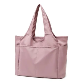 Bolsos Mujer, bolso de tela de nailon gran capacidad, bolso de hombro Y de mano, impermeable,antirrobo, múltiples bolsillos, y reforzado, Bolsos de trabajo/escolares/viaje/Gym/laptop,Color Rosa