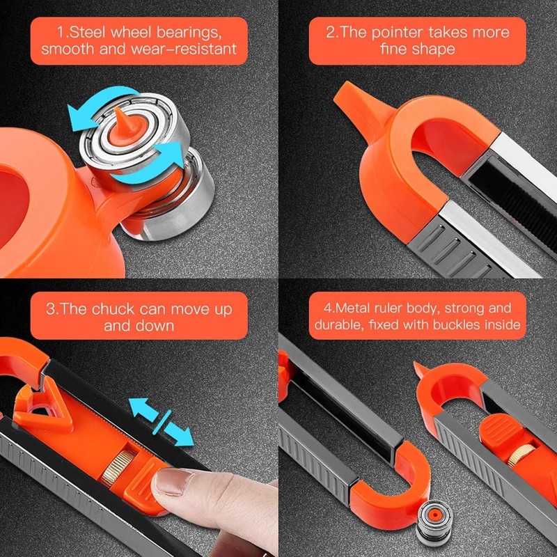 WADY 1PCS Precise Contour Gauge with Pencil Slot Profile Tool