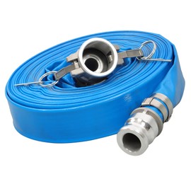 YSMN 1-1/4 x 50ft Heavy-Duty PVC Swimming Pool Backwash Hose, Weatherproof Discharge Reinforced Hose with Aluminum Camlock C and E Fittings for Swimming Pools, Water Transfer, Pool Drain