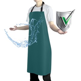 Vammcht Waterproof Rubber Vinyl Apron Heavy Duty Chemical Resistant Work Apron Extra Long Grilling Aprons with Adjustable Bib Apron for Dishwashing Lab Butcher Cooking Kitchen Dark Green