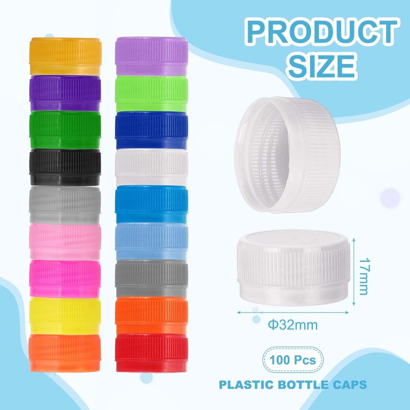 sourcing map 100pcs Plastic Bottle Caps, 30mm Bottle Screw Lid