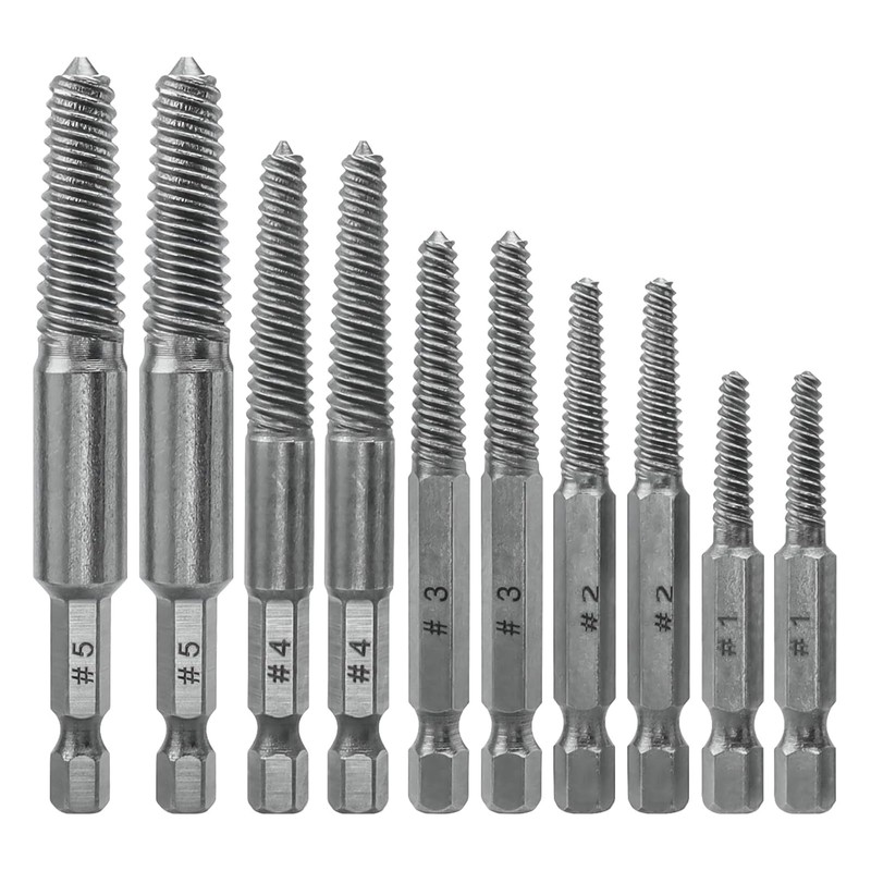 Screw Extractor Drill Bit Set, 10 Pcs 1/4" Hex Shank