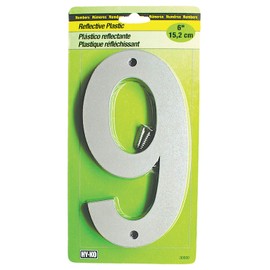 Hy-Ko 6” Classic Reflective Plastic House Number, Modern Raised Numbers for Exterior House, Durable Convenient Marking for Home Address with Included Mounting Hardware for Simple Installation
