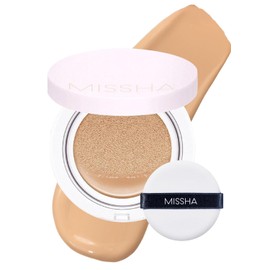 MISSHA Magic Cushion Foundation N.º 25 Beige cálido (para pieles claras a medias con tono neutro) — Cobertura impecable, acabado luminoso y aplicación