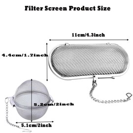 Pack of 2 Spice Strainer for Cooking, Tea Strainer for Loose Tea, Tea Strainer Stainless Steel, Spice Ball with Chain Spice Strainer, 11 cm Tea Infuser for Loose Tea, Coffee, Rose, Spices and Herbs