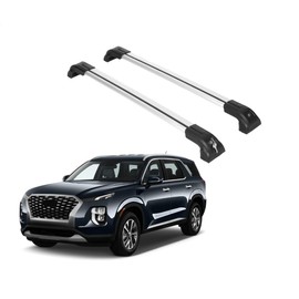 ERKUL Heavy Duty 220lbs Roof Rack Cross Bars for Hyundai Palisade 2019-2025 | Solid Metal Mounts | Aluminum Crossbars with Anti Theft Lock for Rooftop - Compatible with Flush Rails - Silver