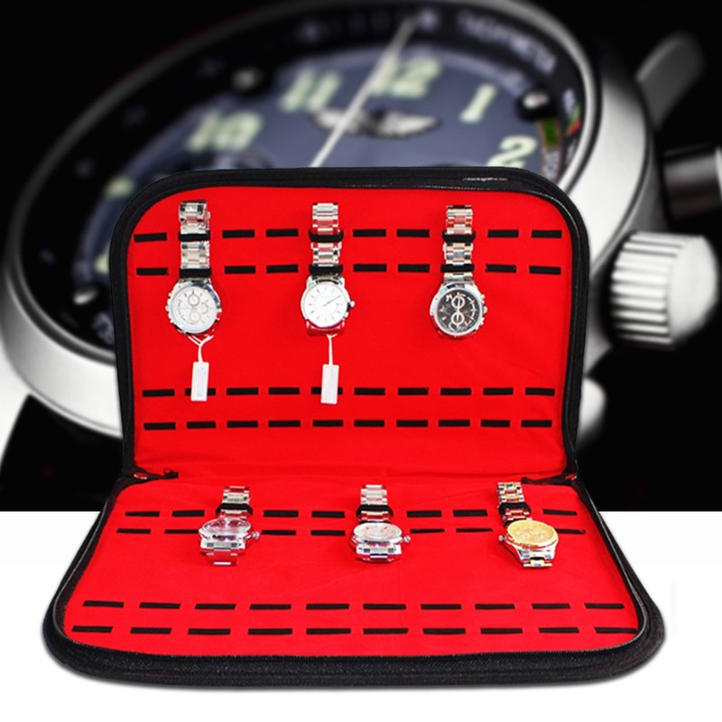 20 Slot PU Lint Watch Storage Box Organizer Zipper Collection