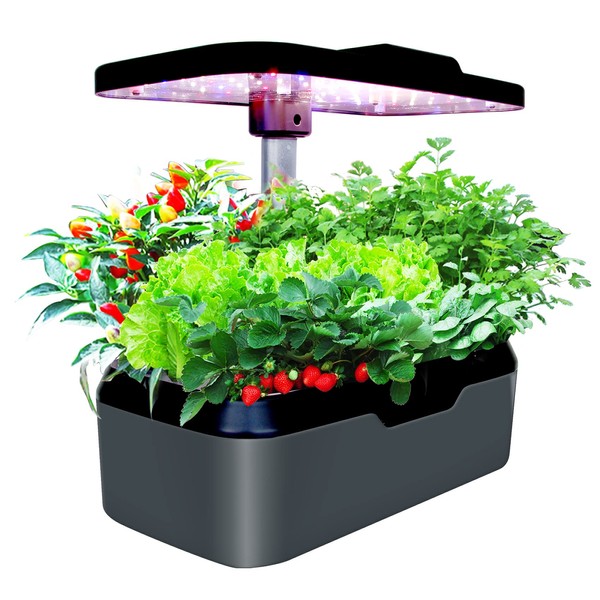 Soliseed Hydroponics Growing System 12 pods, Indoor Garden Kit with LED Full-Spectrum Grow Lights, Automatic Timer Germination Kit, Height Adjustable Up to 18",Herb Garden with 7L Water Tank,Black