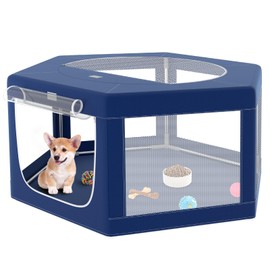 Hexagonal Dog playpen, 45Inch Soft Puppy Playpen with 600D Oxford Fabric, Stable Structure with Thickend Stainless Steel Tubes, 25.6 Inch Height Pet Playpen for Small Dogs and Small Animals