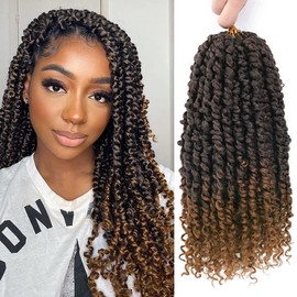 8 Packs Ombre Brown Pre-Looped Passion Twists Braiding Synthetic Hair, Pre-Twisted Passion Twist Hair 12 Inch, Short Passion Twist Crochet Hair for Women Crochet Passion Twist Hair Extensions (12inch,T30#)