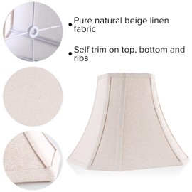 JERHOUS Beige Square Cut Corner Bell Lamp Shade Medium Lampshade 6.5``Top×13``Bottom×10.6``Hight(Spider) Rustic Lamp Shade for Table & Floor Lamp - Lampshade Replacement