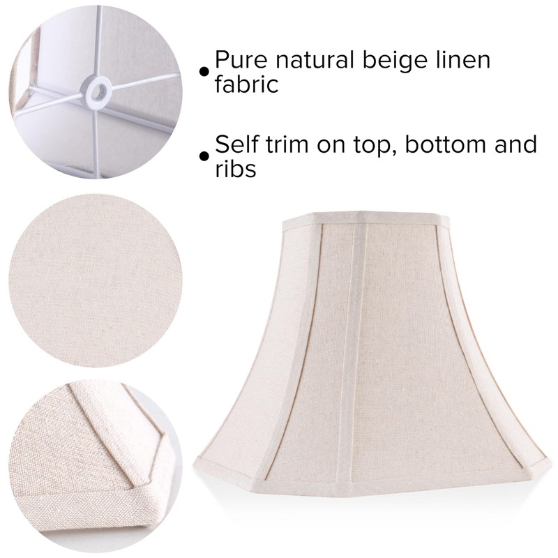 JERHOUS Beige Square Cut Corner Bell Lamp Shade Medium Lampshade