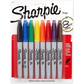 Sharpie 30217PP Fine Point Permanent Markers, Ink Dries Quickly and Resists Both Fading and Water, Blister of 8 Markers, Pack of 4 Blisters, 32 Markers Total, Assorted Colors