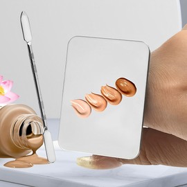 Paleta de Mezcla de Maquillaje, Paleta de Maquillaje Rectangular de Acero Inoxidable con Espátula, Disco de Almacenamiento para Mezclar Sombras de Base Cosmética