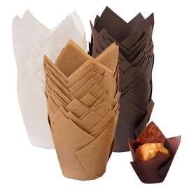 Tulip Muffin Paper Cups, 200 Pieces Muffin Paper Cups, Cupcake Moulds Paper, Cupcake Baking Cups, Baking Cups Paper for Wedding Birthday Communion Party 8 x 8 x 5 cm 3 Colours