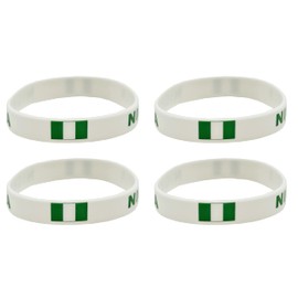 LLBFHH 4 Pcs Nigeria Nigerian Country Flag Rubber Bracelets, National Flag Silicone Bracelet, Rubber Wristbands Patriotic Decorations Gift