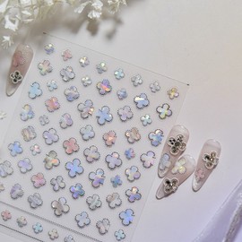 Tomoni mother-of-pearl clover nail sticker hologram three-dimensional parts, 1 piece, 5537 / 토모니 자개 클로버 네일스티커 홀로그램 입체 파츠, 1개, 5537