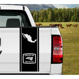 Mexico Decals Stickers for Tailgate Hecho en Mexico Vinilo para Troca Mexican Heritage Vinyl Sticker Decal Calcomania para Carros Black 25" x 11" (Mexico)