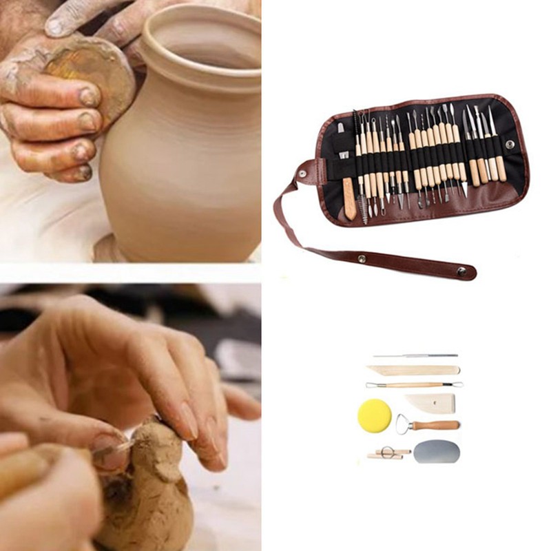 30Pcs Sculpting Tool Pottery Clay Double Ended Wooden Handle Ceramic