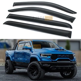 Fits for 2019-2025 Ram 1500 4 Door Crew Cab Stick-on Window Visor Rain Guards Wind Deflectors/Sport Tradesman/Warlock/Rebel/Limited/Lone Star/Big Horn Crew Cab