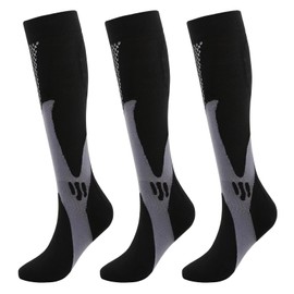 Kickticks Women Compression Socks 3Pcs (Black 3pcs,XXL)