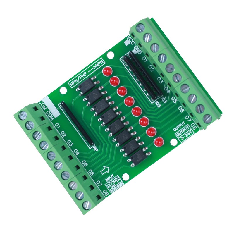DONGKER Optocoupler Isolation Board,DC 3.3V 5V PNP NPN 8-Channel Signal