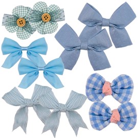 BABYZOCO Hair Bobbles for Girls, Hair Ties for Girls, Mesh Bows with Bow and Flower for Girls, Hair Pins for Girls, Hair Bobbles for Girls, Pack of 10, Blue